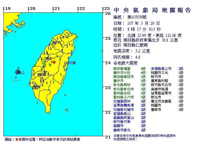 Le centre de Taiwan tremble de nouveau