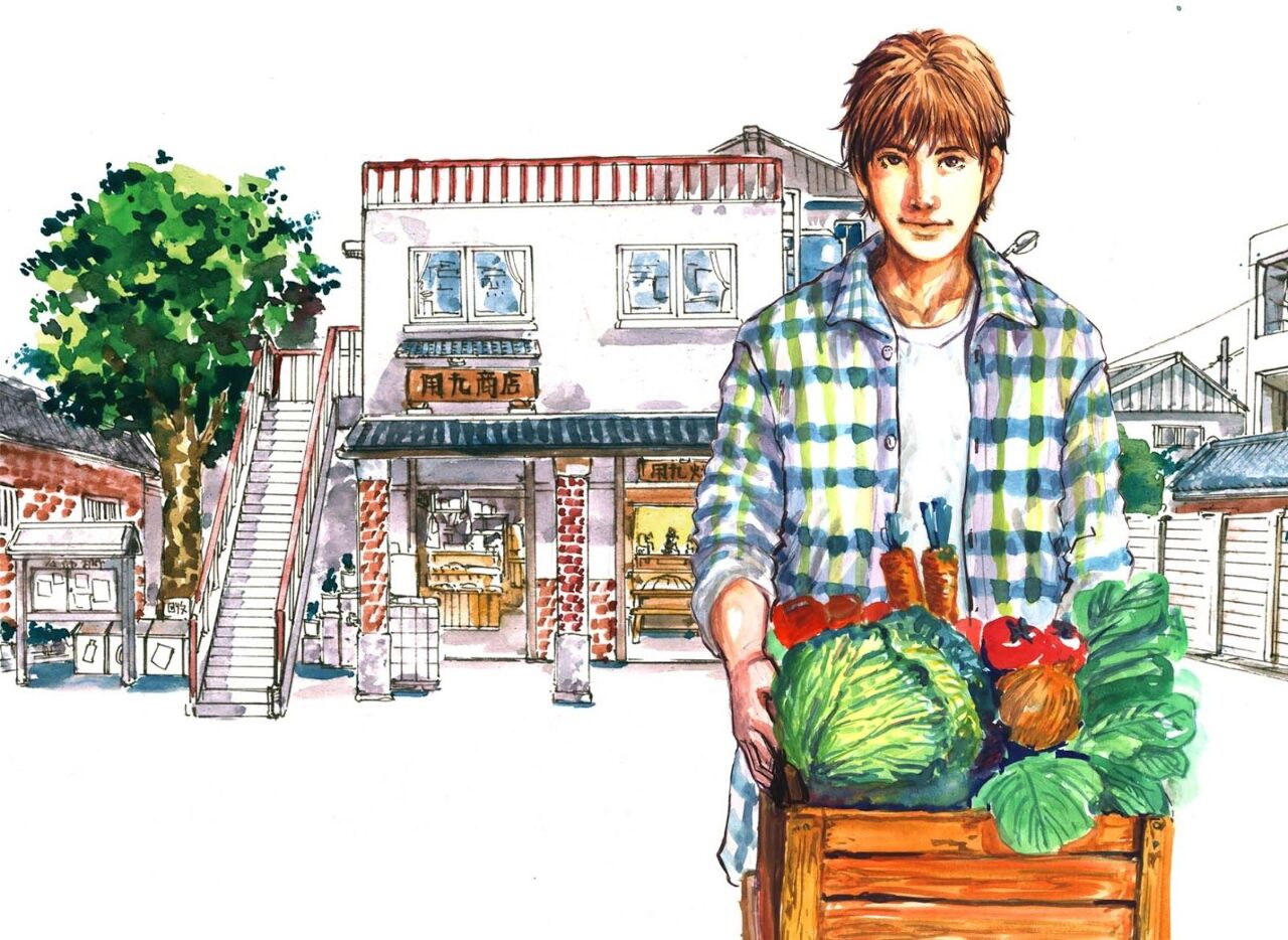 Illustration de Ruan Guang-min  pour sa série de BD autour de l'épicerie Yongjiu. 