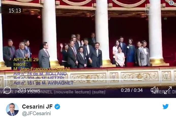 Le président du parlement Su Jia-chyuan reçu à l’Assemblée nationale française