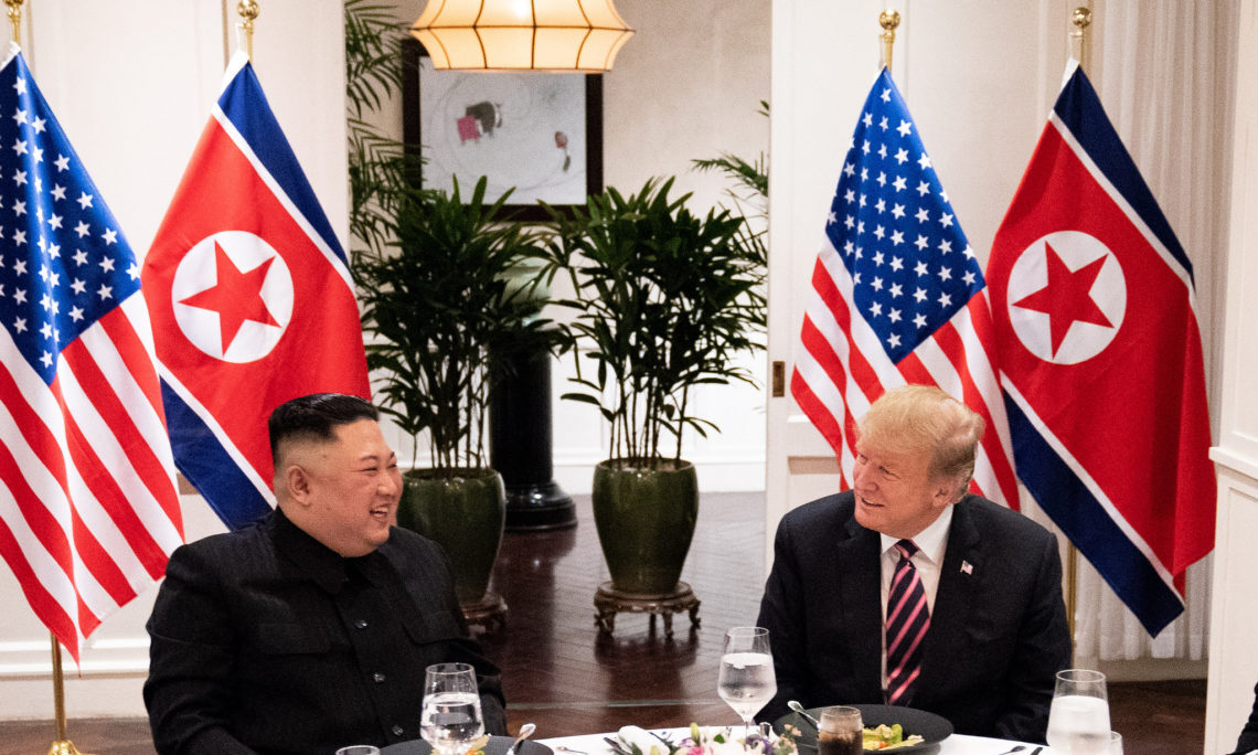 President Donald J. Trump and Chairman Kim Jong Un meet for a social dinner Wednesday, Feb. 27, 2019 in Hanoi, for their second summit meeting. (Image : US Embassy in Hanoi - Official White House Photo by Shealah)