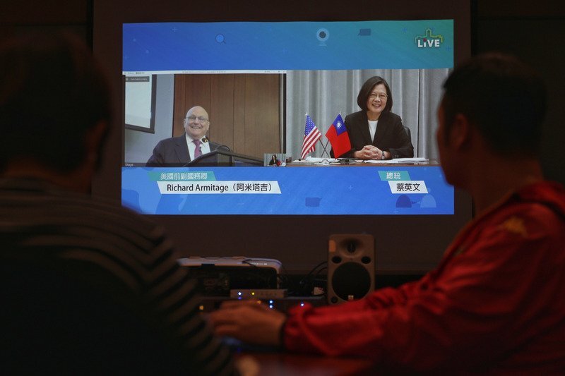 Tsai Ing-wen en téléconférence (image : CNA)