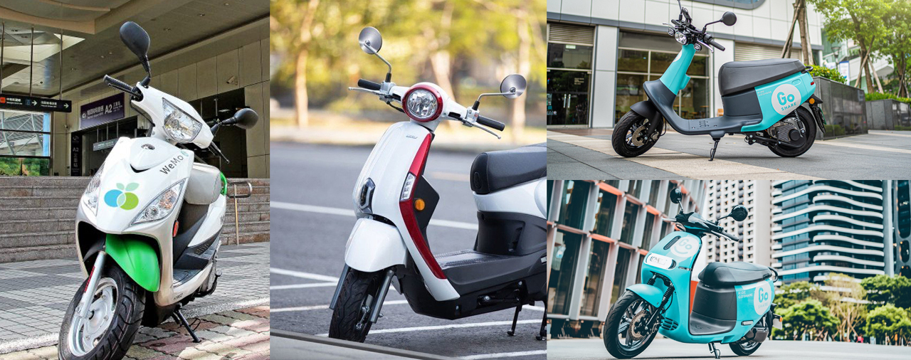 scooters électriques libre-service à Taipei (montage RTI)