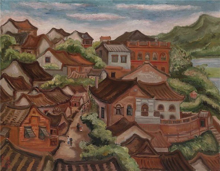 Danshui (Tamsui), peinture de Chen Cheng-po (source Wikimedia Commons)
