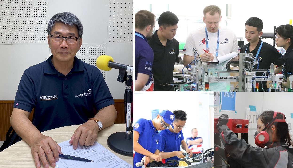 Hou Shih-kuang raconte la compétition Worldskills au micro de RTI (source Worldskills et RTI)