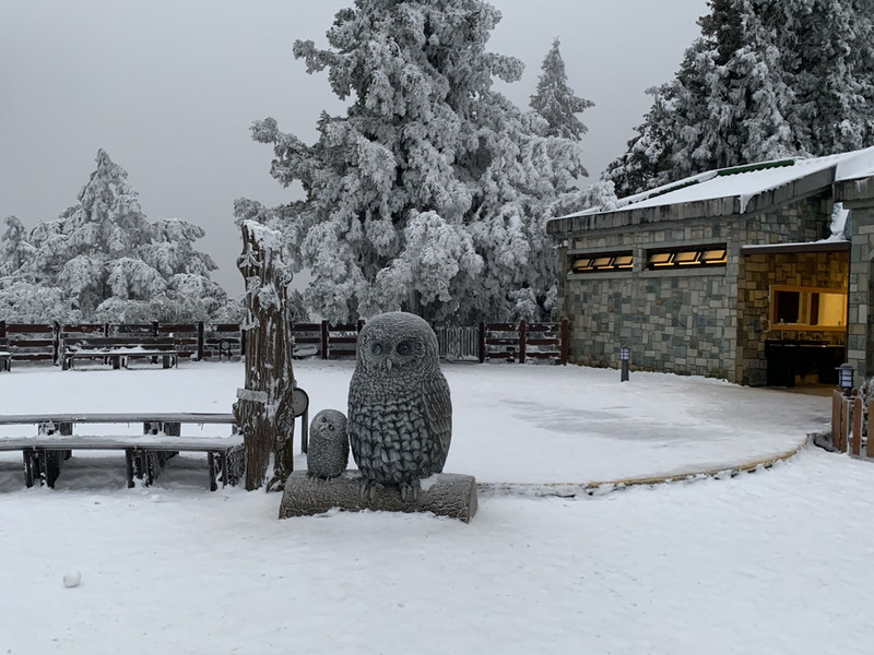 La neige sur la plupart des montagnes du nord de Taiwan attirant encore de nombreux touristes