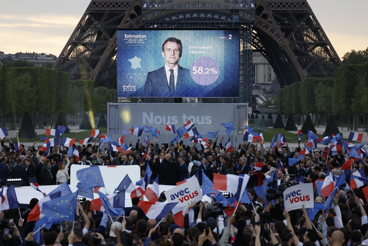 Réélection d'Emmanuel Macron au second tour de la présidentielle le 24 avril 2022 (Image : AFP)