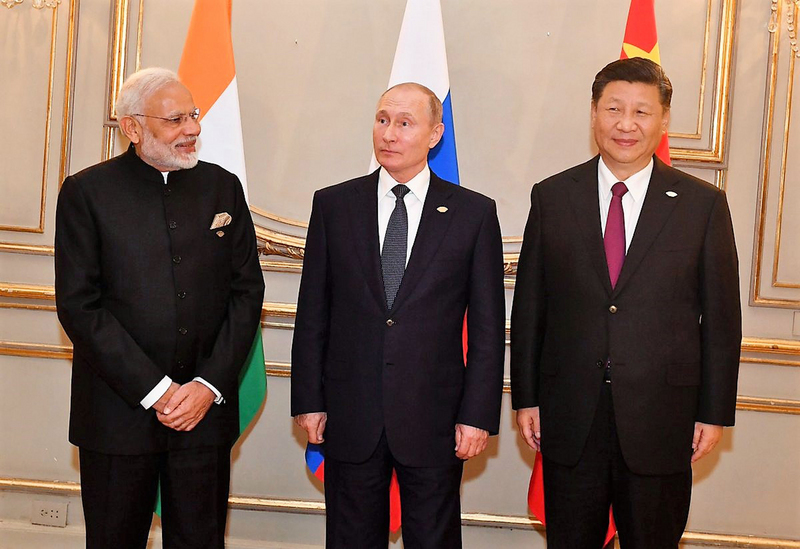 Rencontre entre les dirigeants russe, indien et chinois au G en 2018 (Image : arechive CNA / Ministry of Foreign Affairs of India)