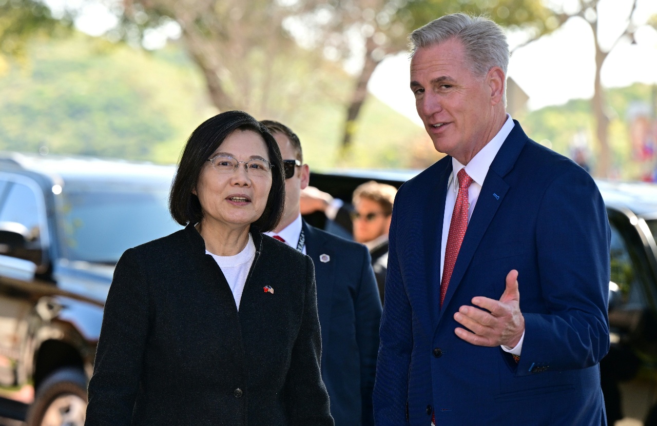 Rencontre entre Tsai Ing-wen et Kevin McCarthy aux Etats-Unis le mercredi 5 avril 2023 (IMage : AFP)