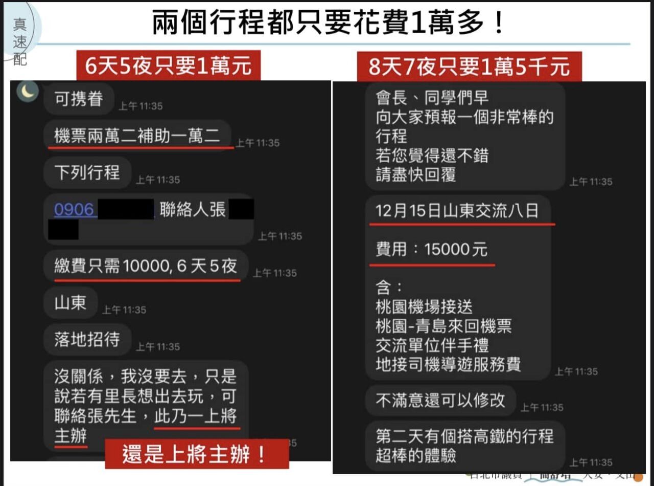 Des chefs de quartiers de Taipei interrogés sur des voyages en Chine sponsorisés par Pékin